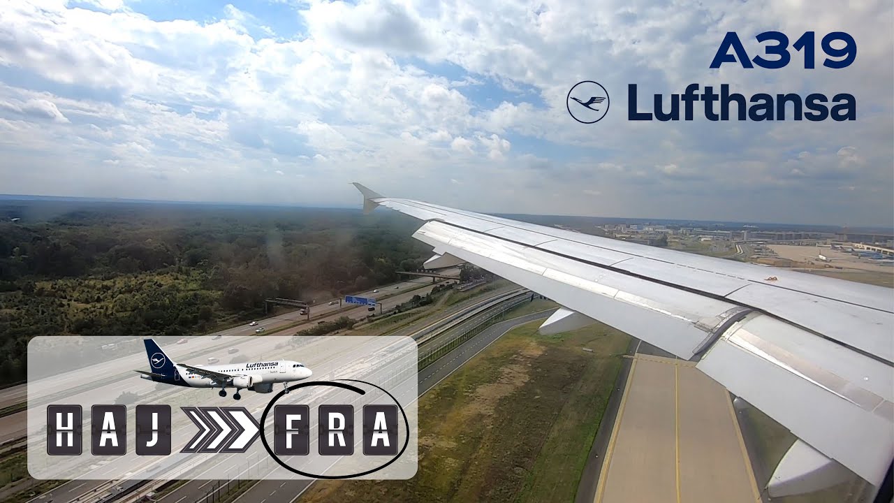 Lufthansa landing at Frankfurt airport (FRA) | Airbus A319