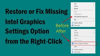 Intel Graphics Settings Option Missing from the Right Click Context Menu - How to Fix? @pcguide4u