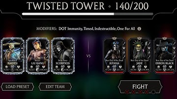 Boss Match 140 Twisted Fatal Tower + Reward. MK Mobile. 131-145
