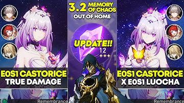 E0S1 Castorice True Damage & E0S1 Castorice x Luocha | Memory of Chaos 12 | Honkai Star Rail 3.2