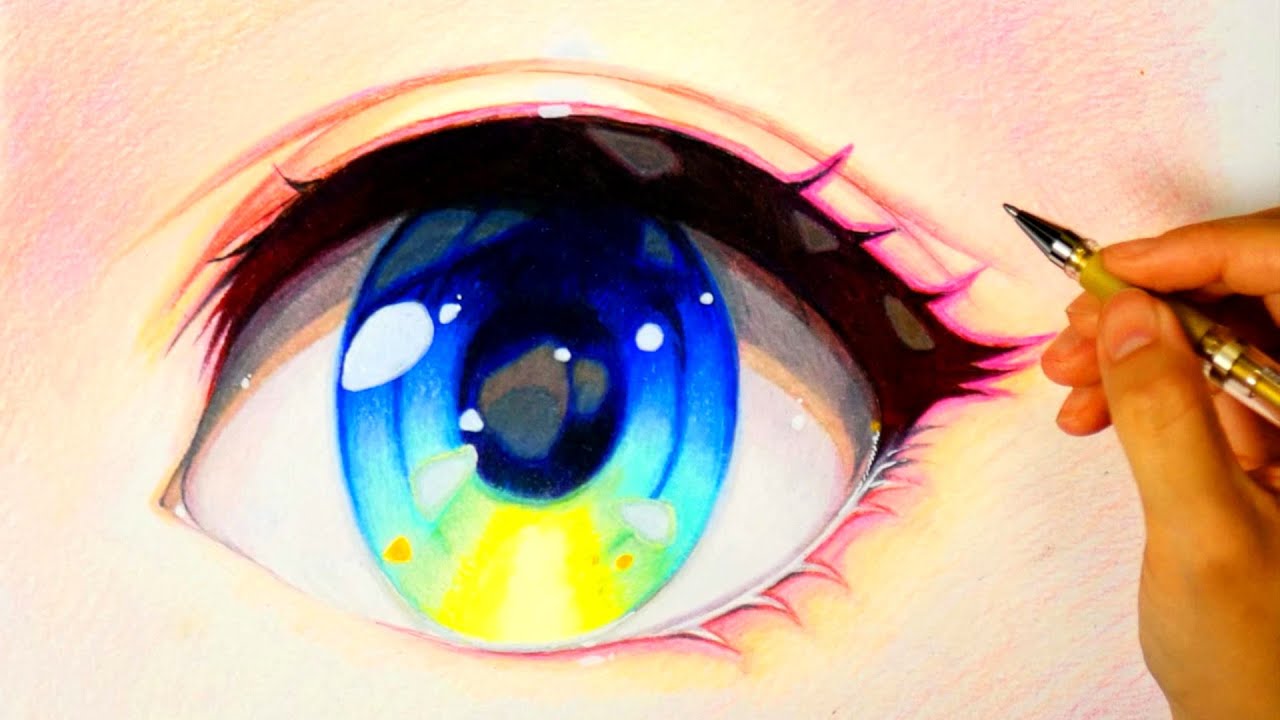 How To Draw Anime Eye Coloredpencils アニメ目の描き方 色鉛筆 Youtube