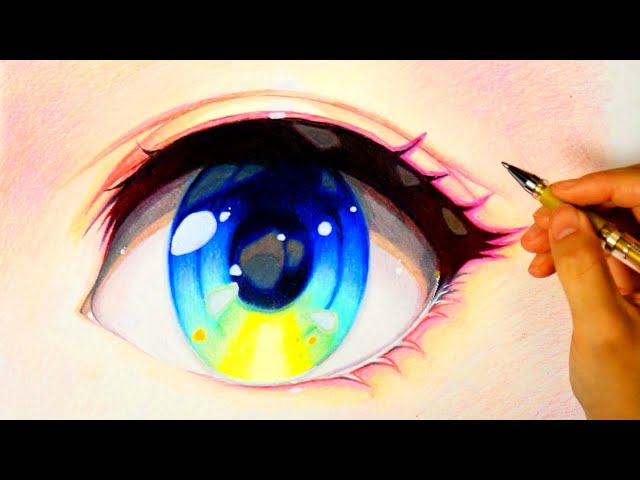How to draw Anime eye coloredpencils - YouTube