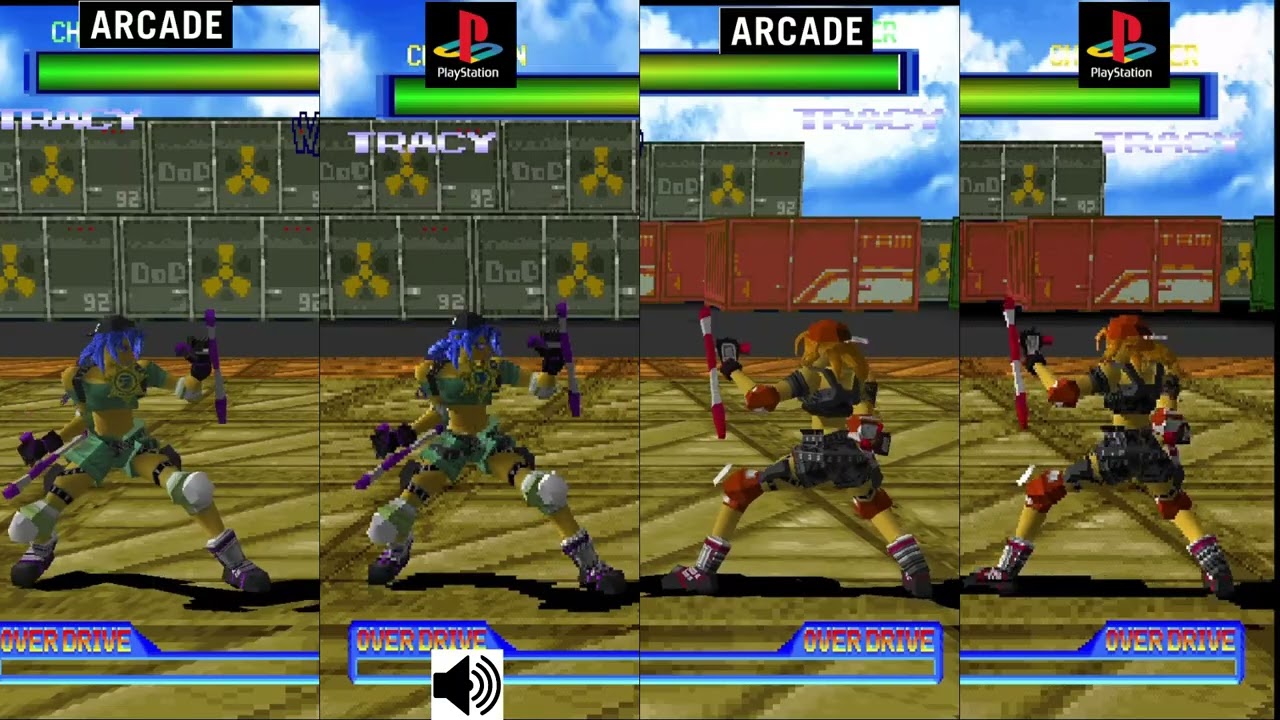 Battle Arena Toshinden 2 Tracey comparison Arcade VS PS1 Console VS Console