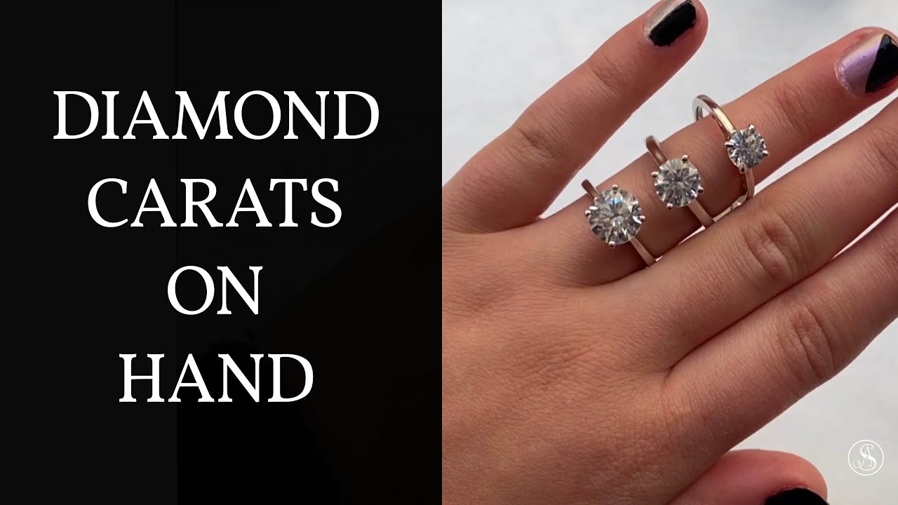1 Carat, 2 Carat, 3 Carat Diamond Solitaire Ring on Hand - YouTube