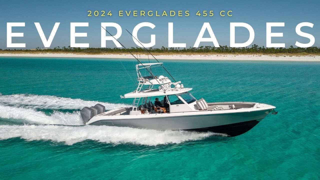 2024 Everglades 455 CC “Burning Rods” For Sale | Triple 600s • Seakeeper • Tower