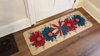 Baccessor Patriotic Daisy Kitchen Rugs | 4th of July Non Slip Washable Kitchen Mats