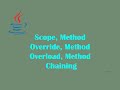 Scope, Method Override, Method Overload, Method Chaining & a short Project