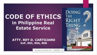 New CODE OF ETHICS & RESPONSIBILITIES For Real Estate Service In The Philippines #realestatebroker