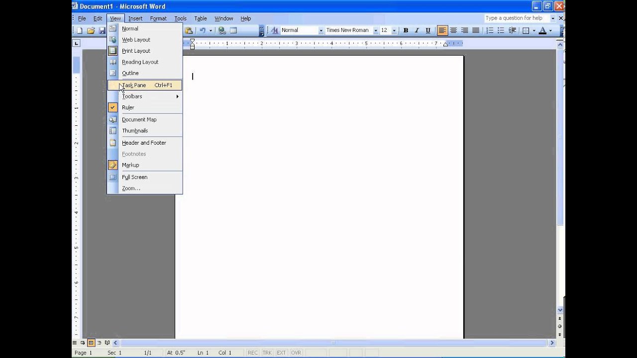 6 MS Office Word 2003 Adding Task Pane - YouTube
