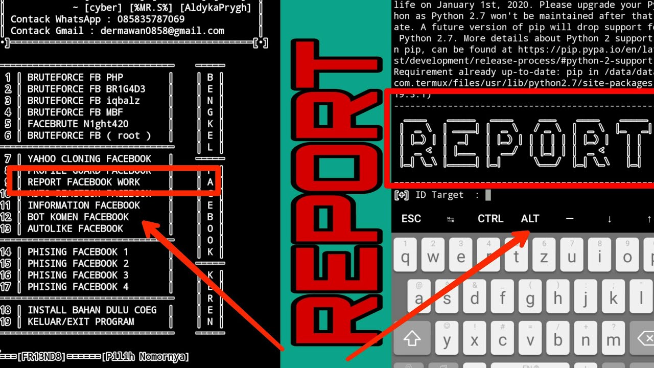 Facebook id report with termux new trick 2020