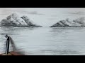 Let's draw mountains, sea, and a boat