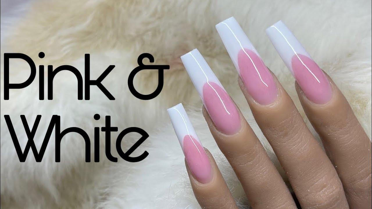 Pink & White Mia Secret Gel Nails by Nailtechfriend