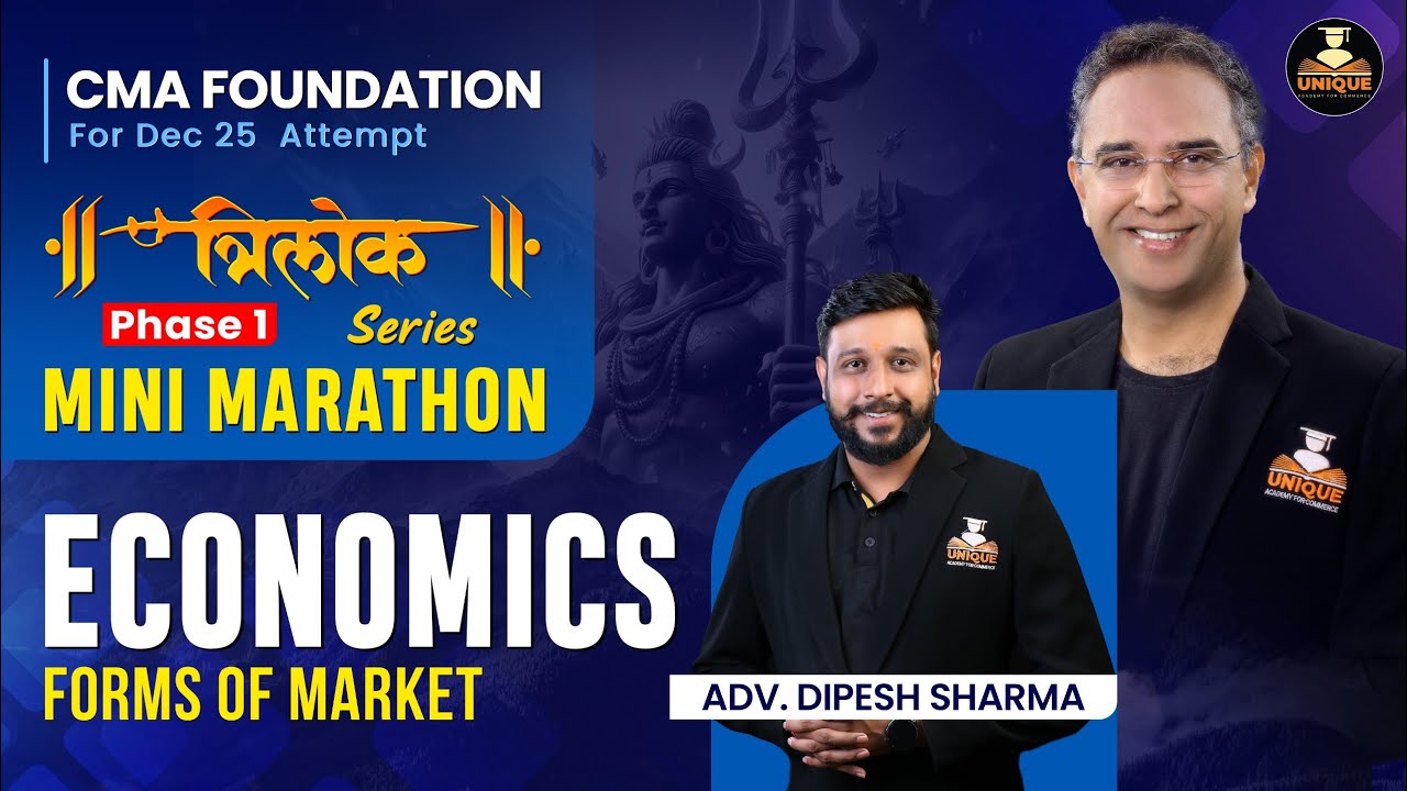 CMA Foundation | Economics Revision | Forms Of Market lecture 3 | Dec 25 & Jun 26