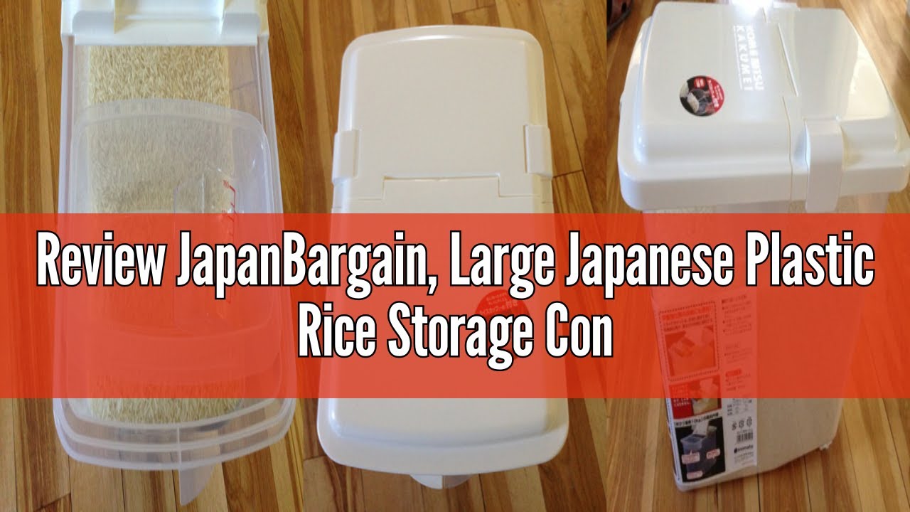 Review JapanBargain, Large Japanese Plastic Rice Storage Container Pet Dry Food Container, Made in J