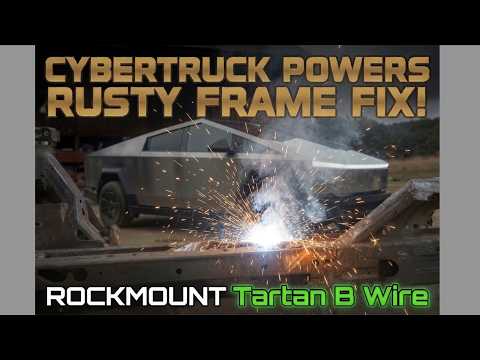 Welding a Rusty Truck Frame in a Barn Using Cybertruck Power!