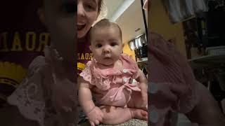 Precious Baby Girl's Reaction to Her Own Reflection