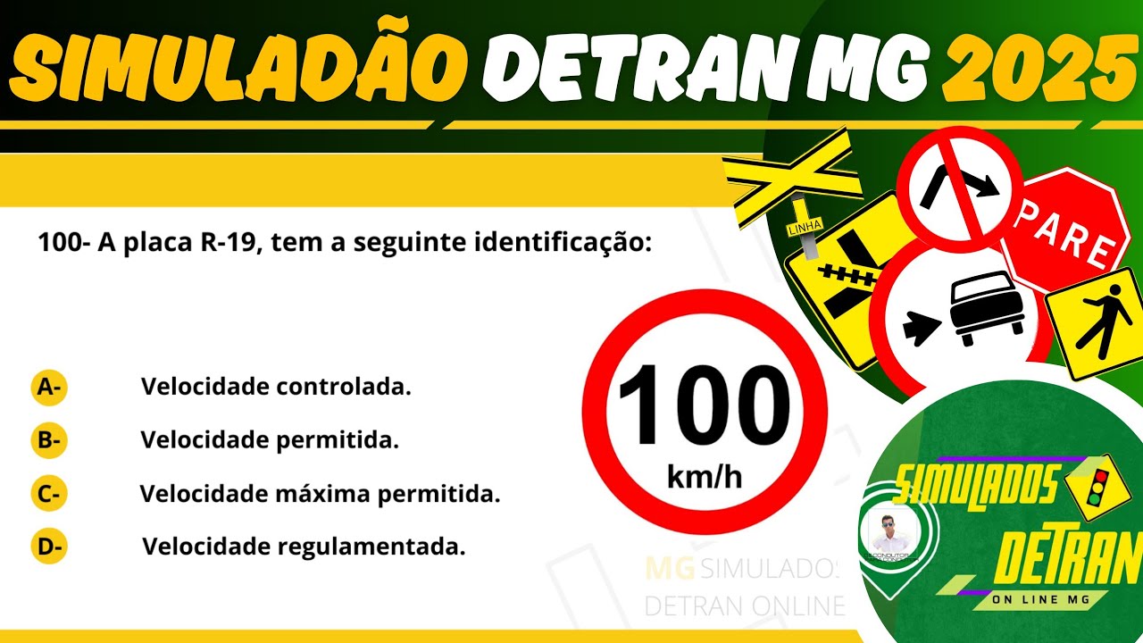 SIMULADÃO DO DETRAN MG 2026 com 100 QUESTÕES ATUALIZADAS  