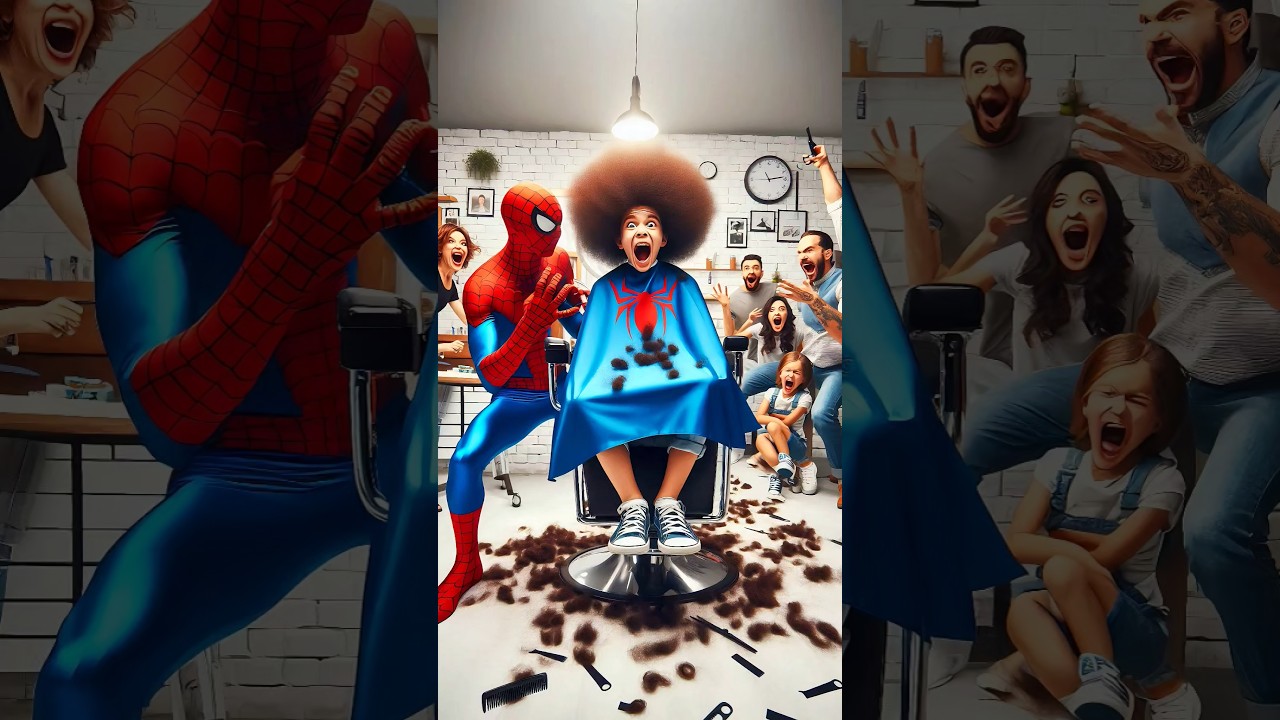 Spiderman becomes a curly-haired barber 