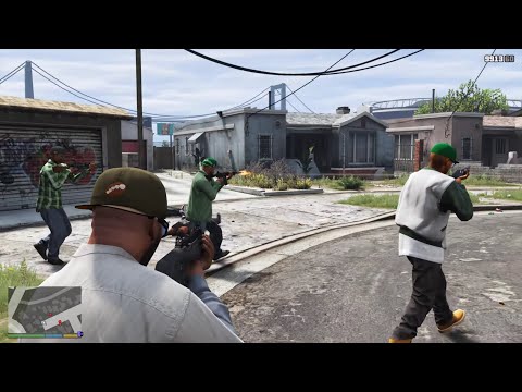 GTA 5 - The Ballas Hunt on Grove Street + Ten Star Escape