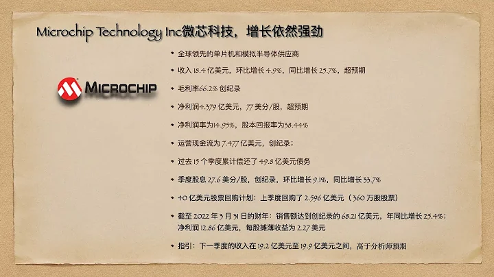 Microchip Technology Inc微芯科技，增长依然强劲，Microchip公司信息备忘录20220511 - 天天要闻