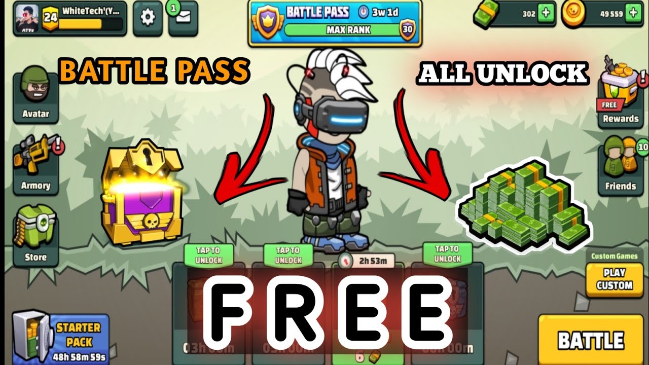 Mini Militia New Battle Pass 4 | Maxed With Rewards | Buying Battle ...