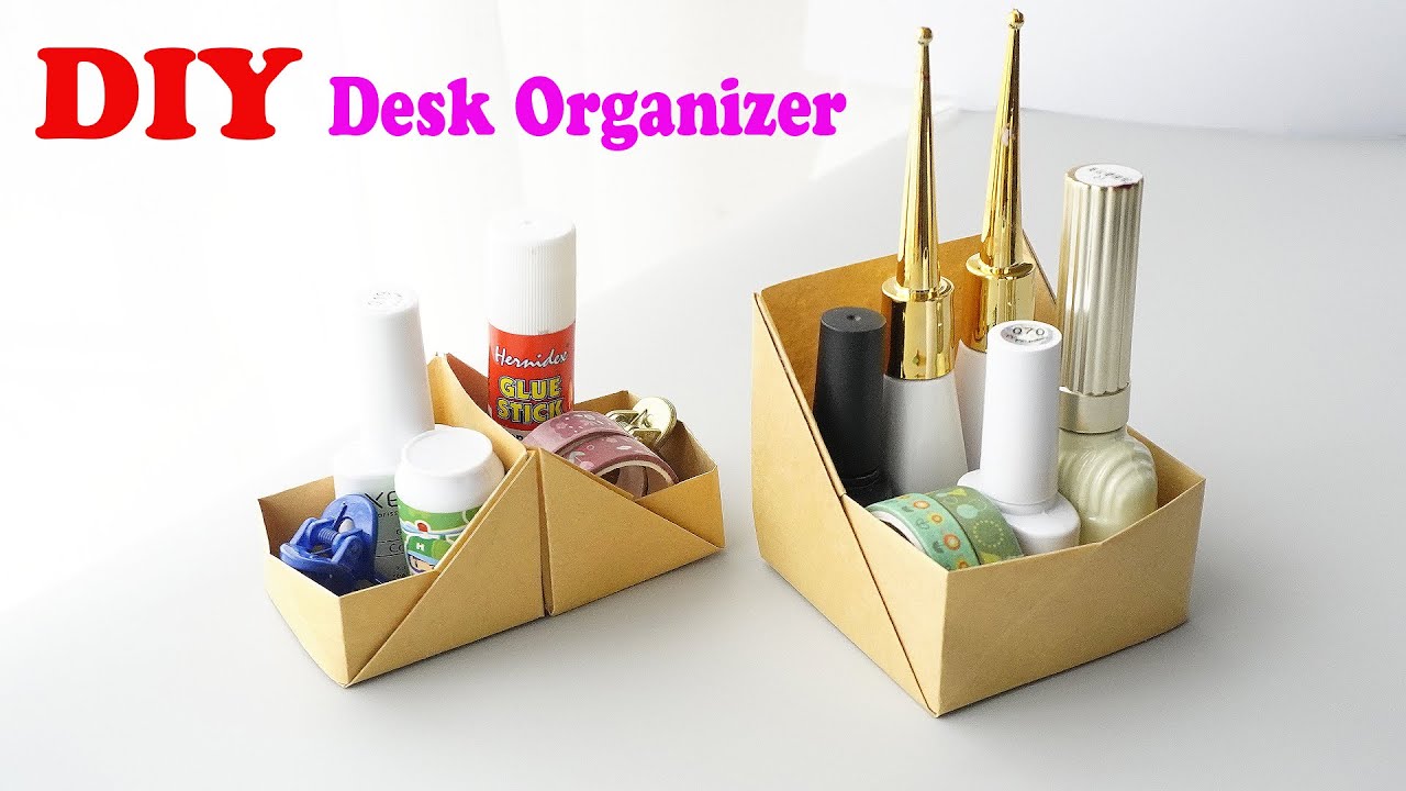 DIY Desk Organizer With Paper Origami | How To Make Desk Organizer ...