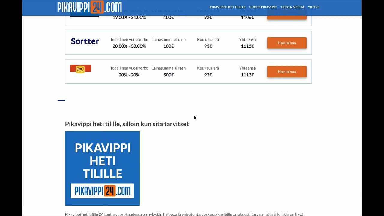 Pikavippi heti tilille - Pikavippi24.com