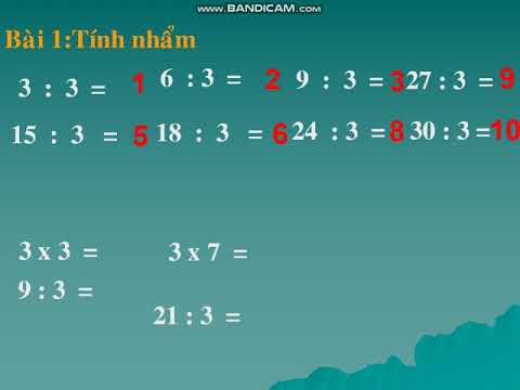 Toán lớp 2 bài Bảng chia 3 (Tuần 23)