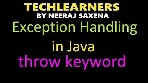 throw keyword in java | Exception handling in java