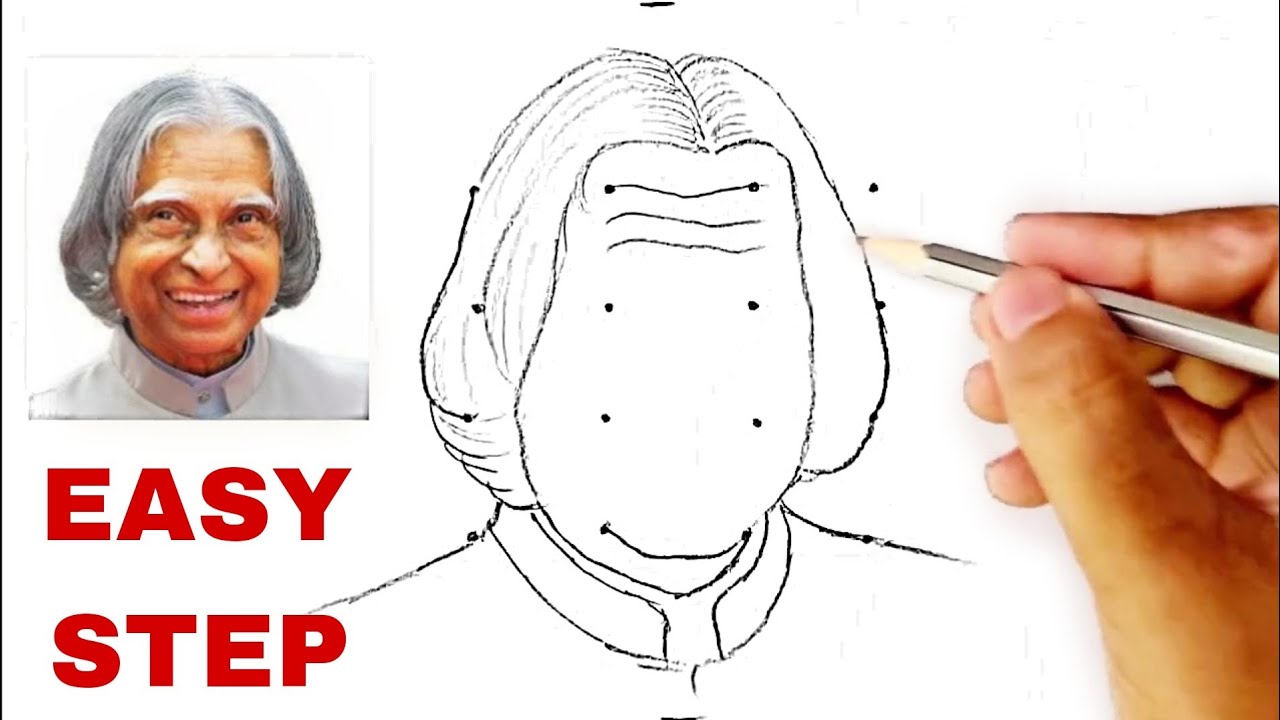 How to draw APJ Abdul Kalam step by step easily for beginners (Narrated) -  Part 1. - YouTube