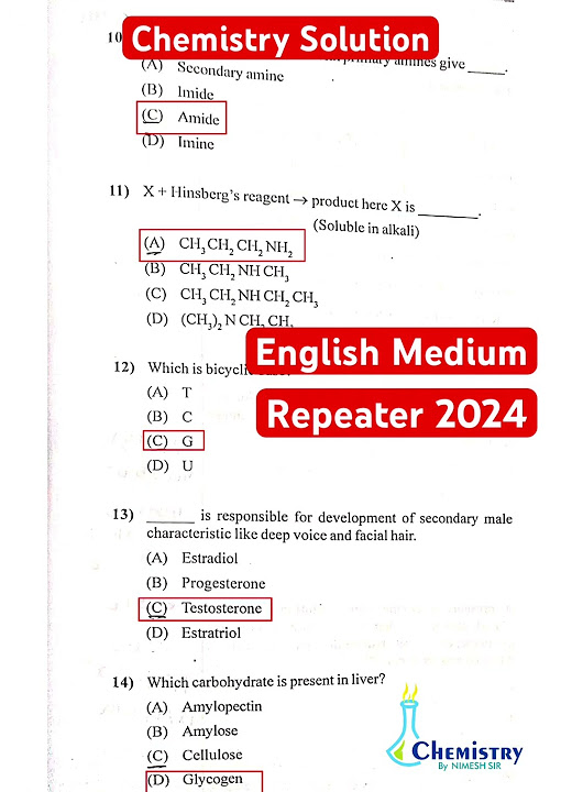 Chemistry Paper Solution English Medium Repeater Exam 2024 education solution chemistry