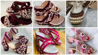 elegant hand embroidery on bridal Wear sandals design collection,, sandals 👡