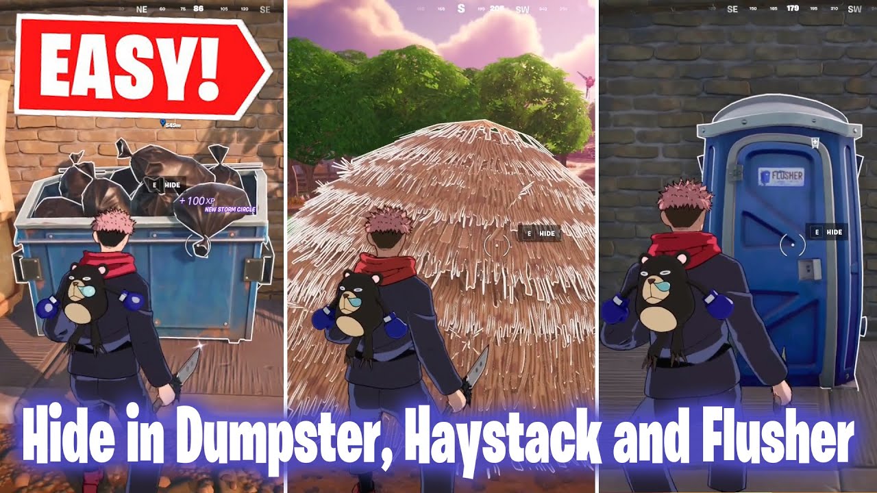 How to *EASILY* Hide in a Haystack, Dumpster, and Flusher | Fortnite ...