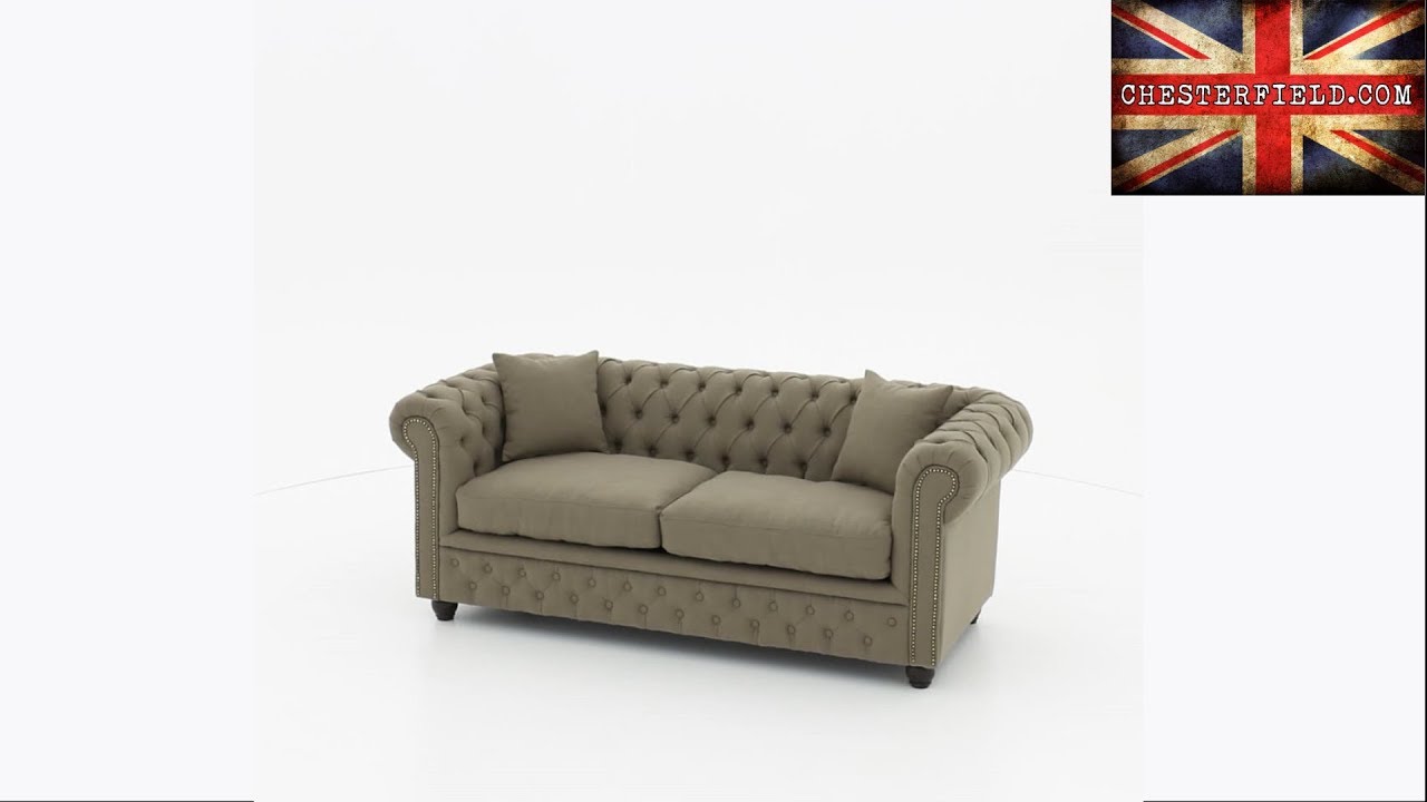 Chesterfield Brighton 3 Sitzer Sofa, Stoff Beige YouTube