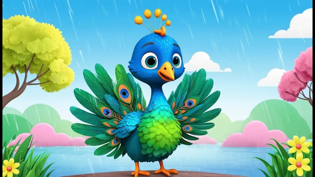 Маленький павлин танцует под дождем 🦚🌧️