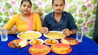 Eating Pabda Mach, Omelette, Begun Vaja, Alur Dom, Alu Makha, Khichuri