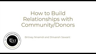 How to build relationships with community members and donors