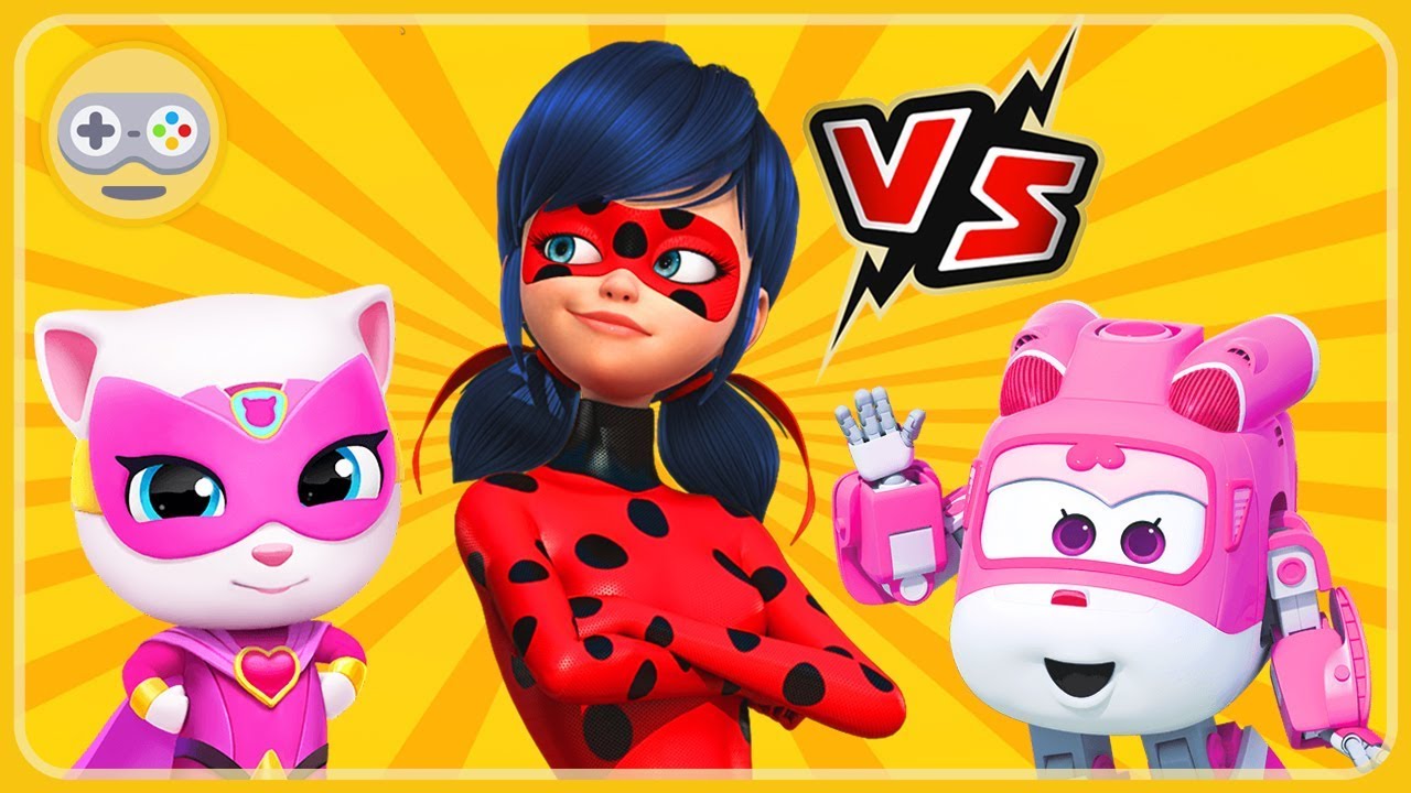 Том погоня героев Анджела vs Супер Крылья Диззи vs Леди Баг. Бегают ...