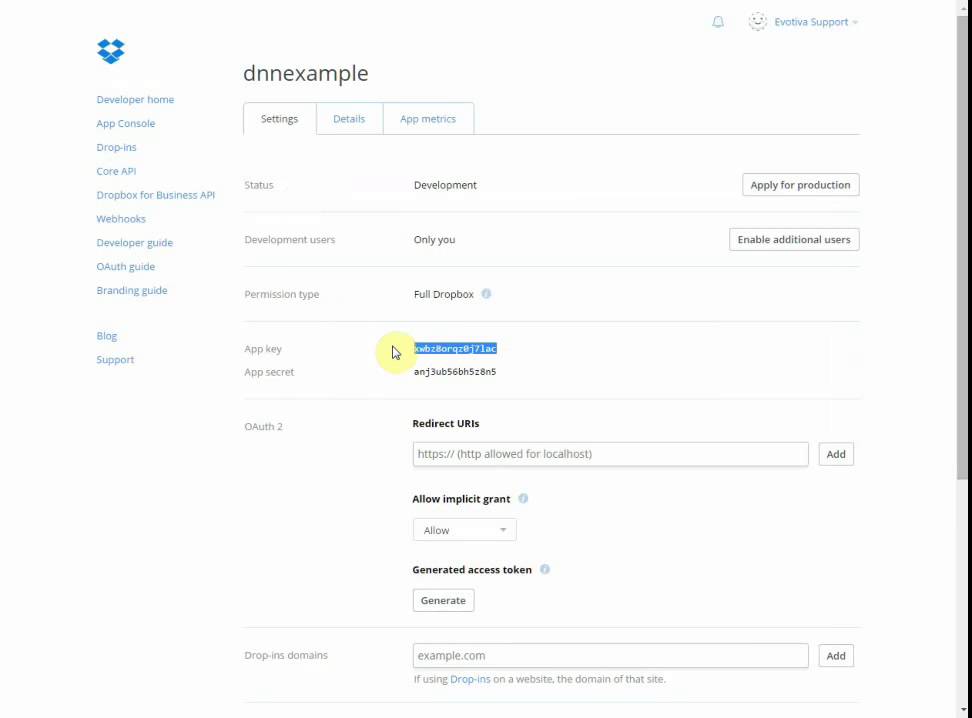 DNNGlobalStorage  DropBox Setup