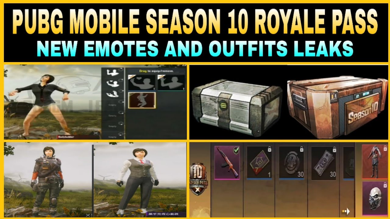 PUBG MOBILE SEASON 10 ROYALE PASS EMOTES AND OUTFITS LEAKS
