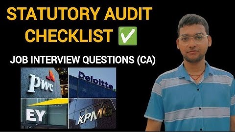 Statutory Audit Interview Question Checklist | CA FRESHERS JOB | BIG 4 Interview | CA TARUN SHARMA