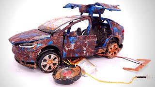 Diecast Restoration Customization Damaged Tesla Model X Abandoned Diecast Resurrection