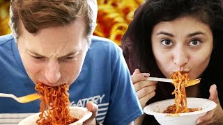 People Try The Fire Noodle Challenge