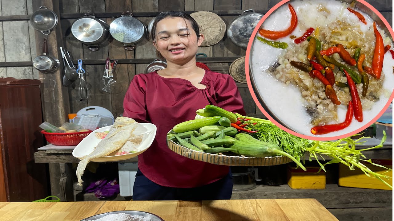 ASEAN Food||ចំហ៊ុយខ្ទិះត្រីប្រម៉ានិងសាច់ជ្រូកចិញ្ច្រាំ - YouTube