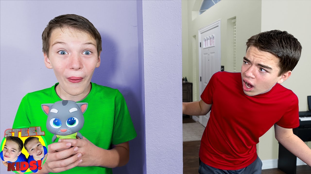 Prank Challenge IN REAL LIFE with GameBud TALKING TOM! YouTube