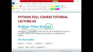 PYTHON LECTURE - 68| Python Clear The List|Clear () Method|Example (@EnhanceCodeLearning