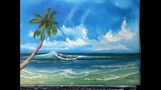 ocean acrylic paint beginners palm painting canvas tutorials artwork abstract