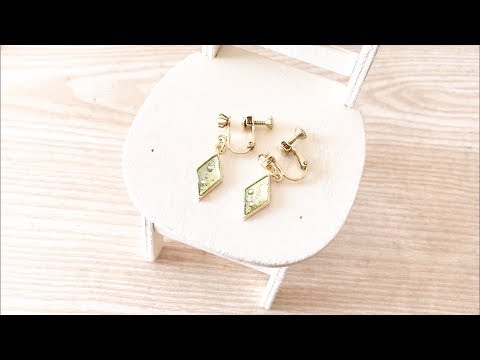 ペリドットのイヤリング ハンドメイド UVレジン 初心者 Peridot earring Handmade UVresin beginner