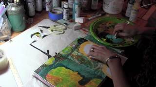 Art Journal Page with Stencils and Silhouettes   Large