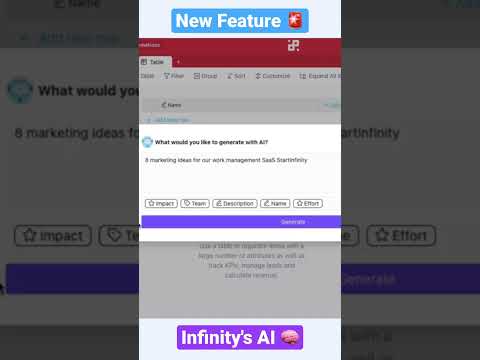 Infinity's #AI feature created with #OpenAI #ChatGPT helps you generate tasks, ideas, goals and more